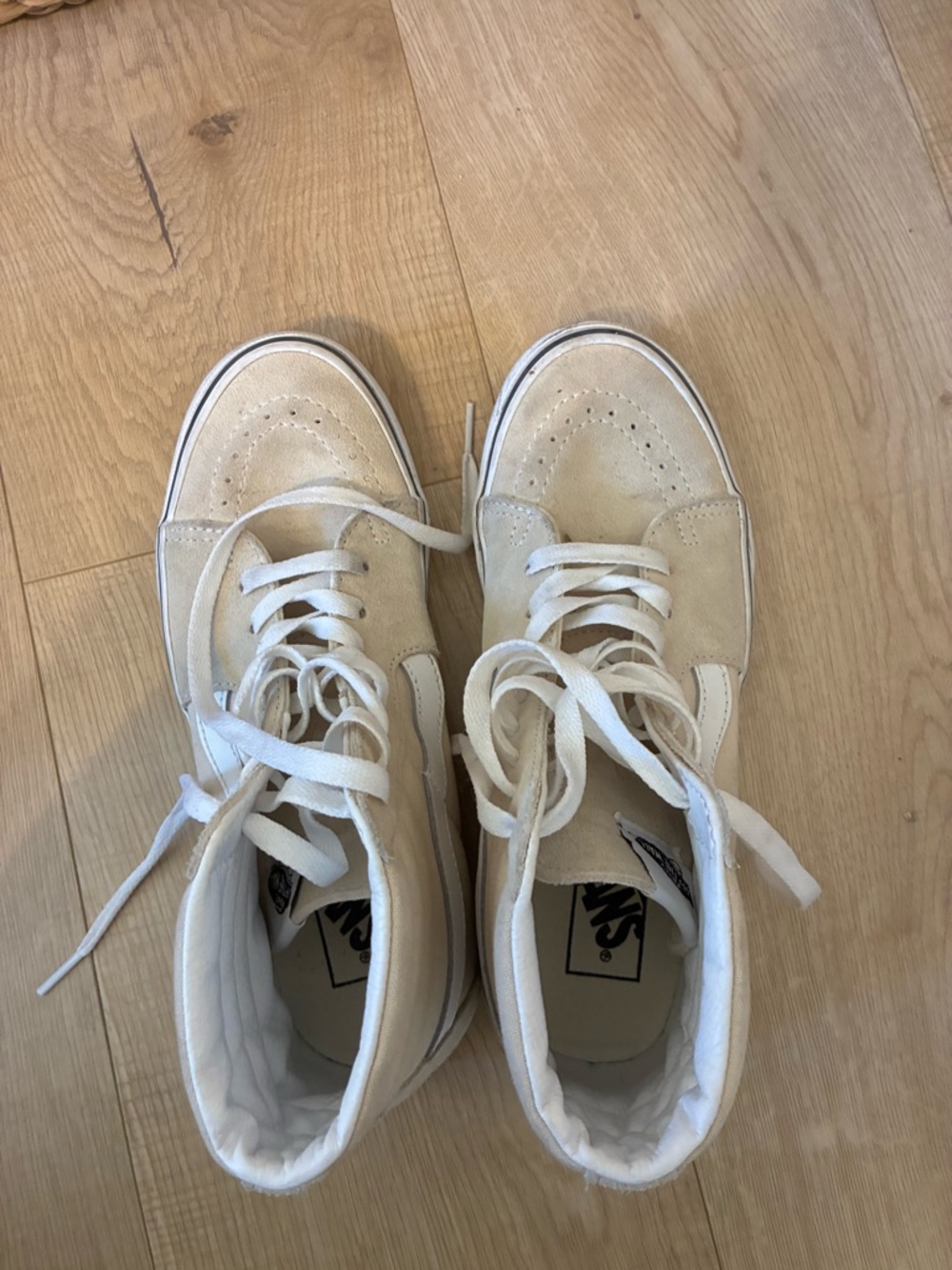 Vans White and Cream Low-Top Skate Sneakers